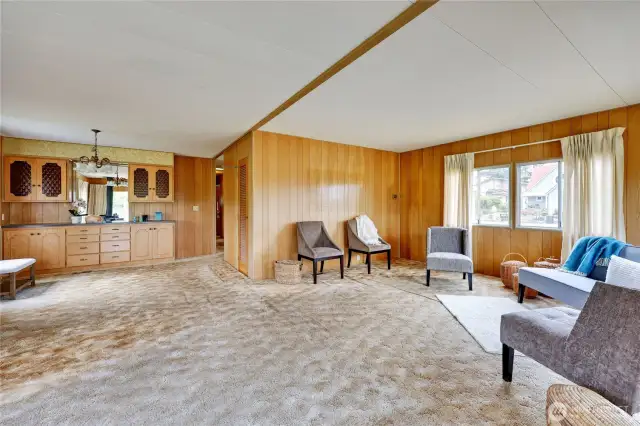 Another view of the living room back at the dining area.