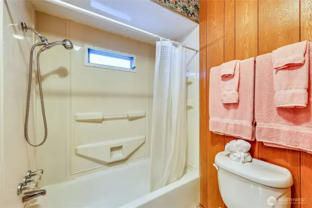 Another view of the hallway bath.