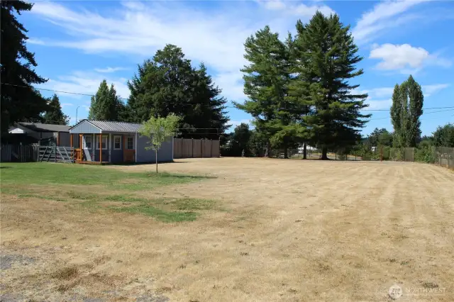 HUGE front yard with two driveways.