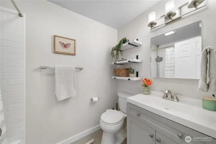 Adorable remodeled main bathroom.