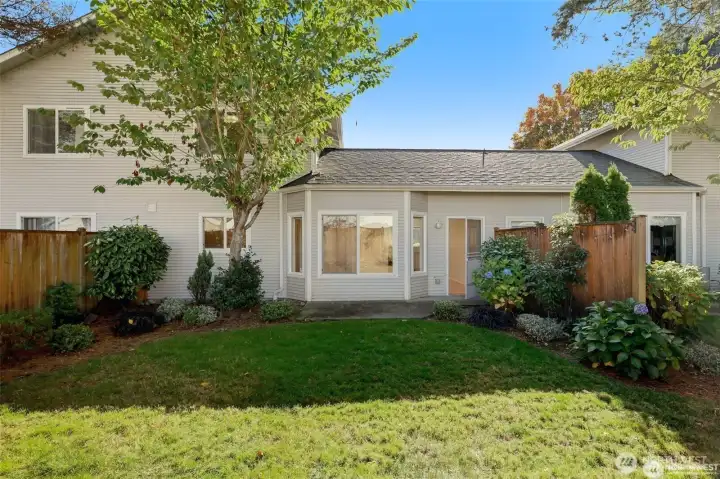 Here is the back yard - ready for your lounge chairs and morning coffee