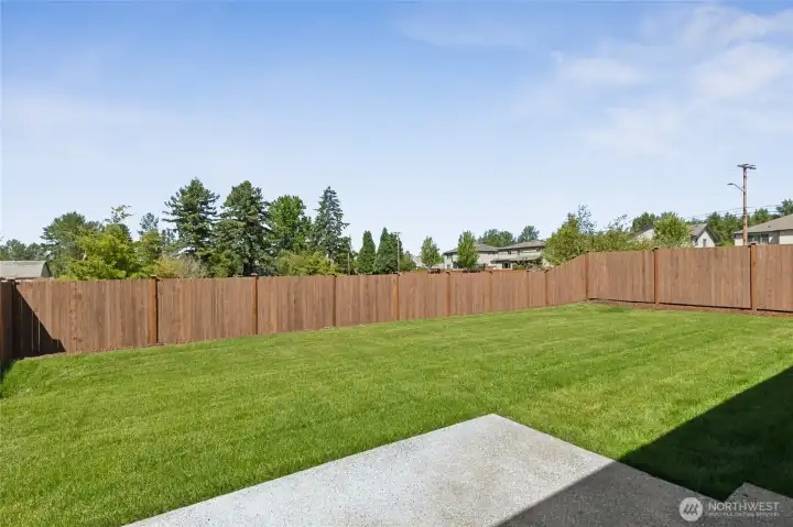 Large fully landscaped and fully fenced yards. Actual home is under construction. Size, topography, and landscaping may vary. See site agent for details.