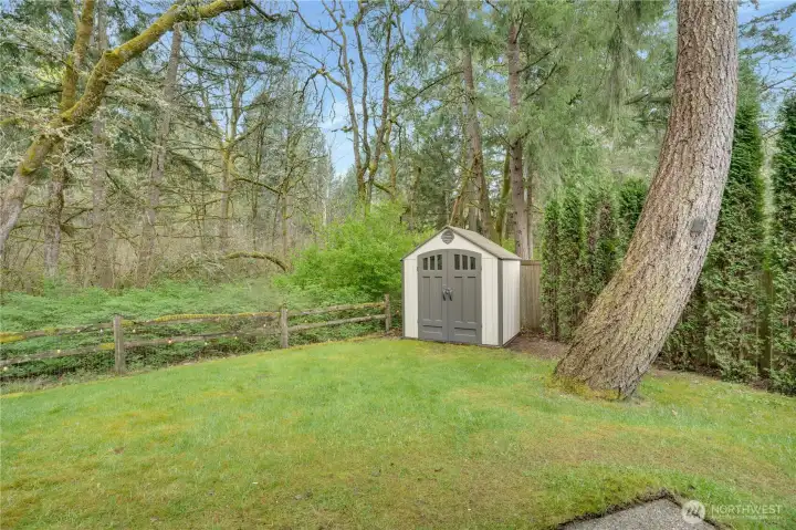 Shed for your garden tools and outdoor furniture.