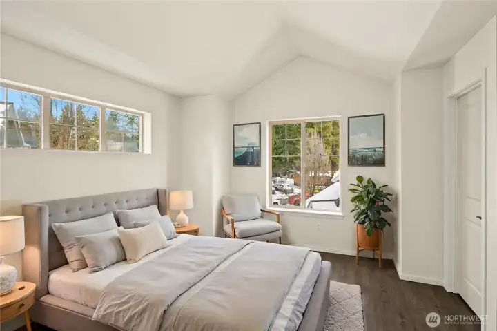 Primary suite that is open, bright and peaceful. virtually staged.