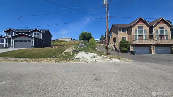roughed in driveway between houses