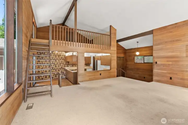 Stairs up to the loft.