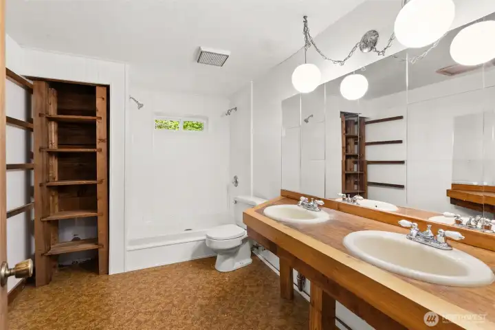 Huge custom bathroom on lower level
