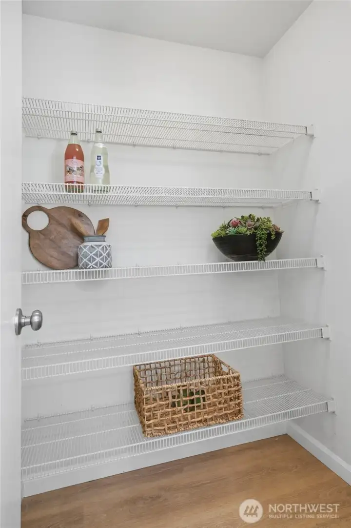 The walk-in pantry keeps everything within reach.