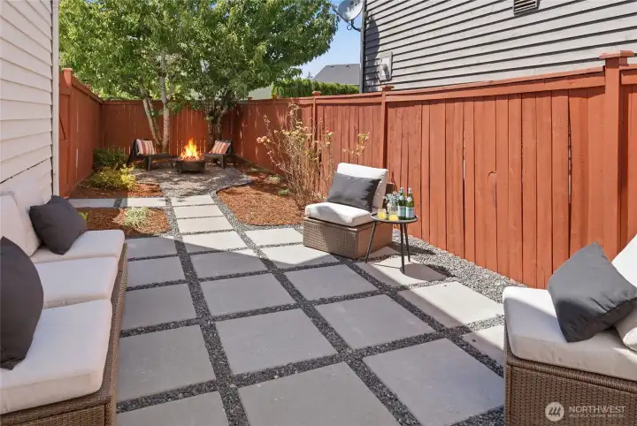 The paver patio extends your living space outdoors.