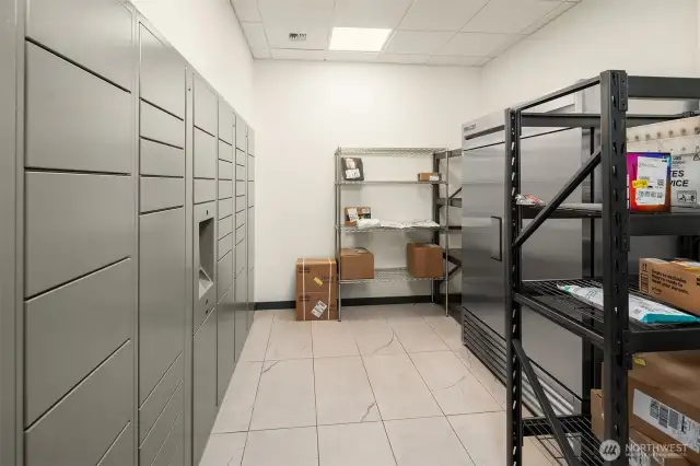 Package Room, Subzero Fridge for Grocery Deliveries Parcel Lockers to securely keep packages