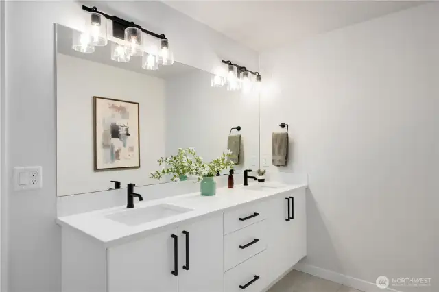 Upstairs bathroom, double sinks too!