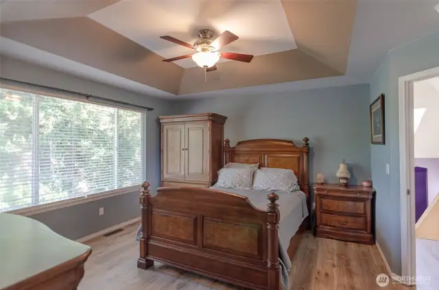 Another view of the primary suite.  Newer luxury vinyl flooring throughout upstairs bedrooms.  Easy care and no carpets.