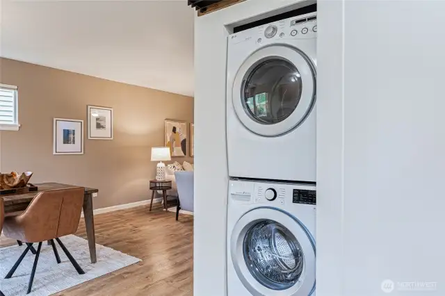 Stackable Washer and Dryer in kitchen