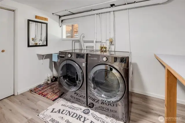 new LG washer and dryer in the laundry room