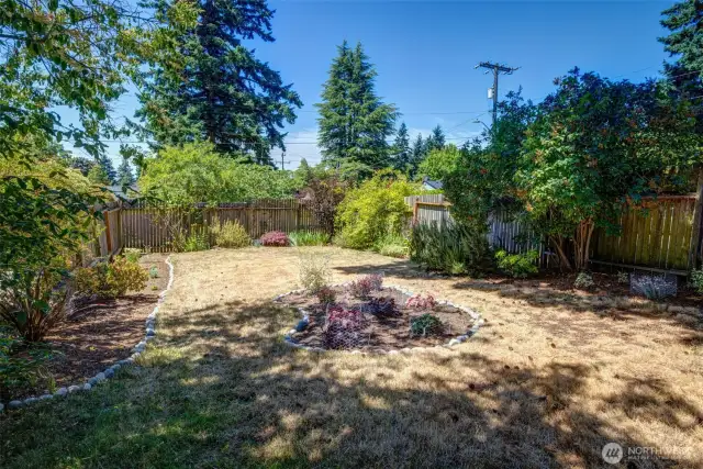 Mostly fenced back yard