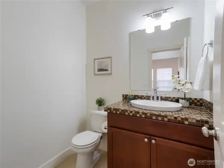 Powder bathroom on main level.