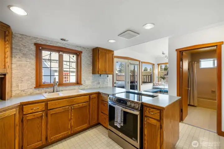 Check out the nice kitchen backsplash & beautiful trim work.
