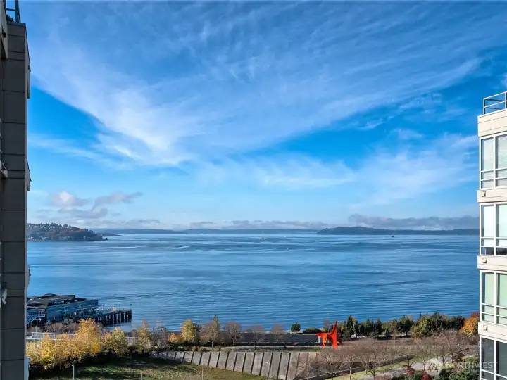 Unobstructed outlook toward Elliott Bay and the Olympic Mountains