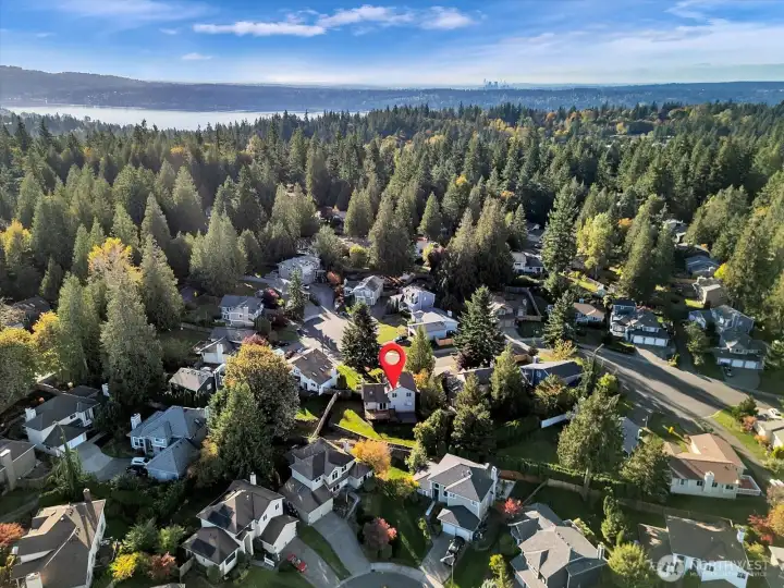 Drone photo looking west.