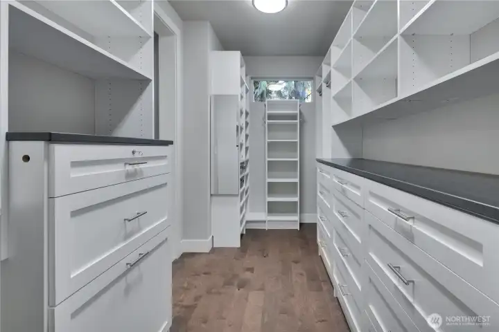 Walk-In-Closet!  Doors, drawers, shelves,