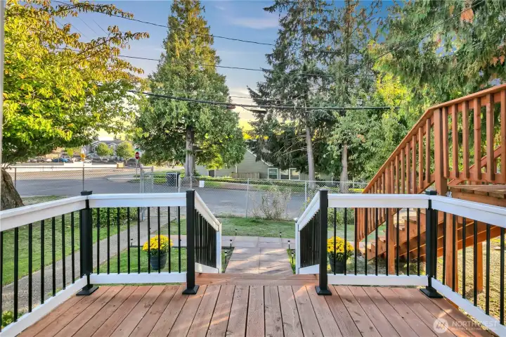 Deck off the sunroom provides a perfect extension of the living space for indoor/outdoor entertaining.
