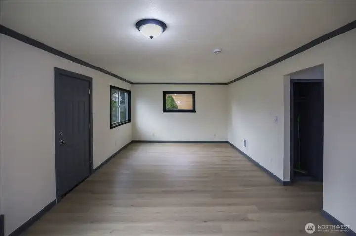 Large living room with fresh paint