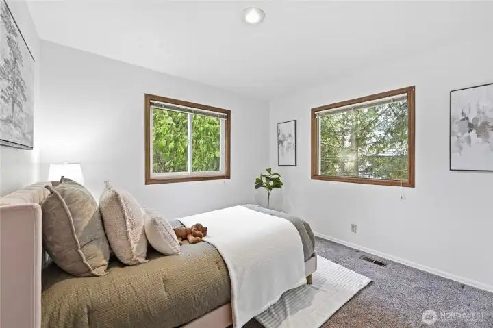 Bedroom #2 has windows that face north and west.