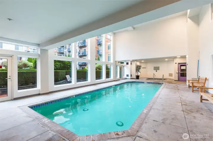 Indoor pool - also a hot tub and sauna.