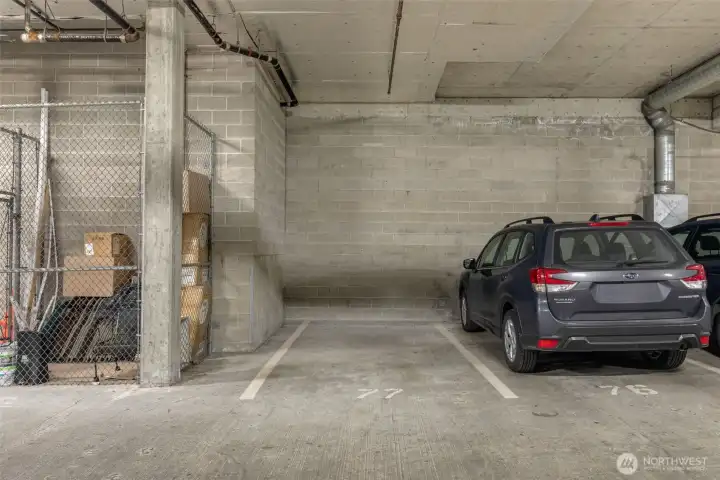 A secure garage parking spot + 3 storage units!