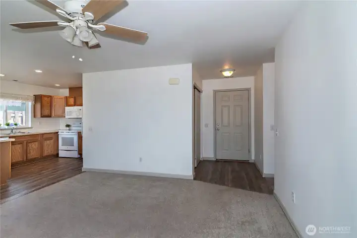 Entryway and closet offer the perfect space to drop the coats and shoes on your way in.