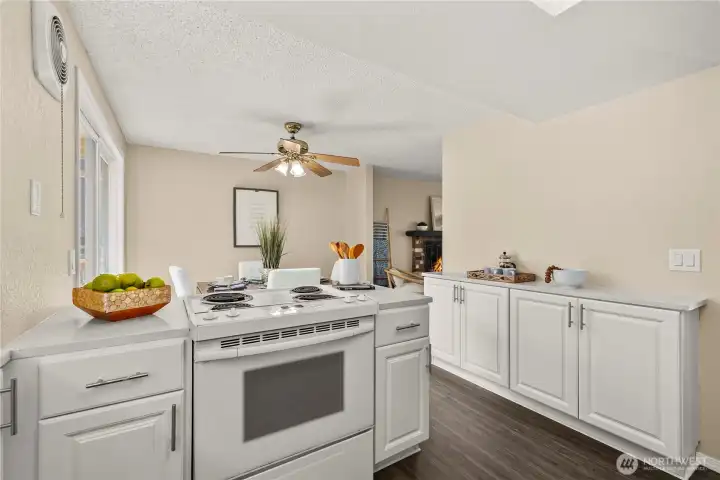 Built in buffet for serving and storage