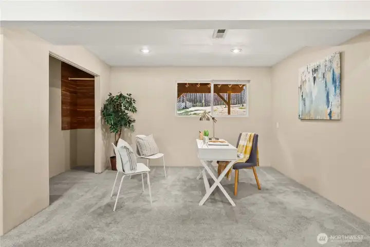 Extra storage closet included in the family room
