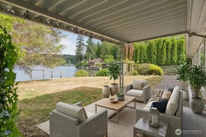 View from back patio: digitally staged