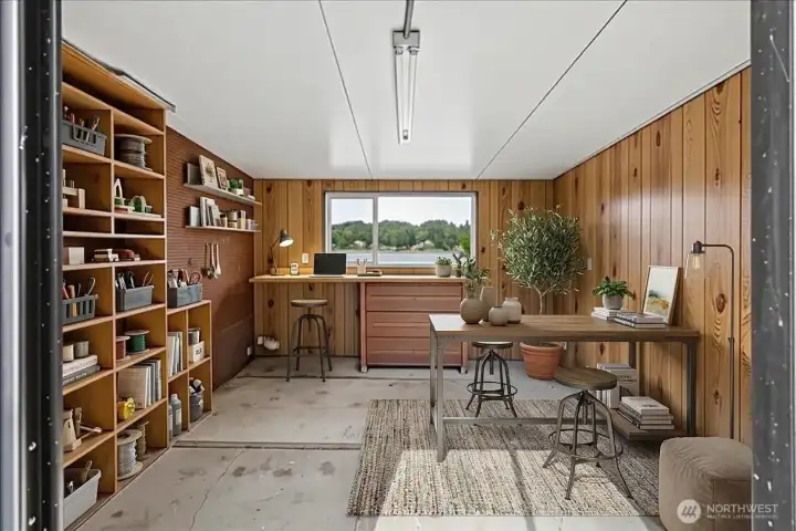 Outbuilding has power and a nice view. Staged digitally as an art studio for inspiration!