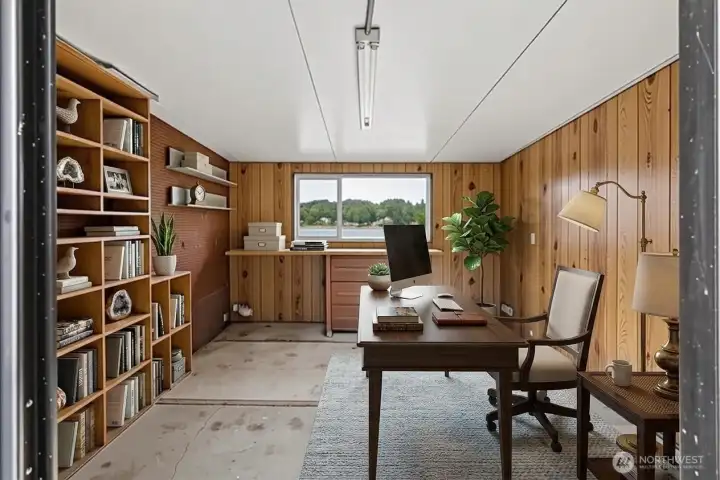 Another digital rendering of ideas for this cool bonus room: a home office with a view!