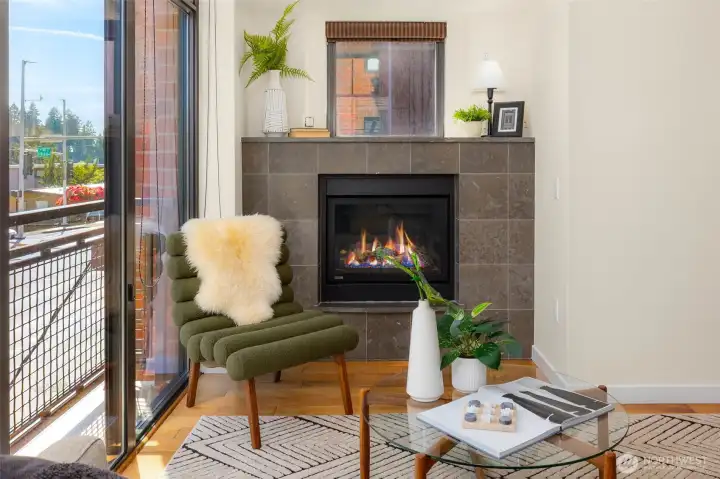 Curl up by the cozy gas burning fireplace on chilly winter nights. Curl up by the cozy gas burning fireplace on chilly winter nights.