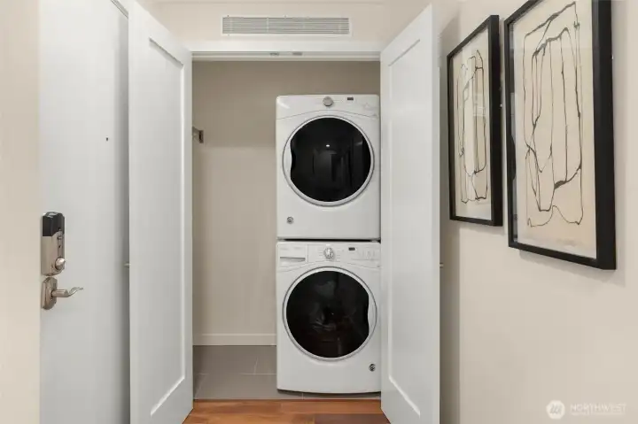 Full-size in-unit washer and dryer. Full-size in-unit washer and dryer.