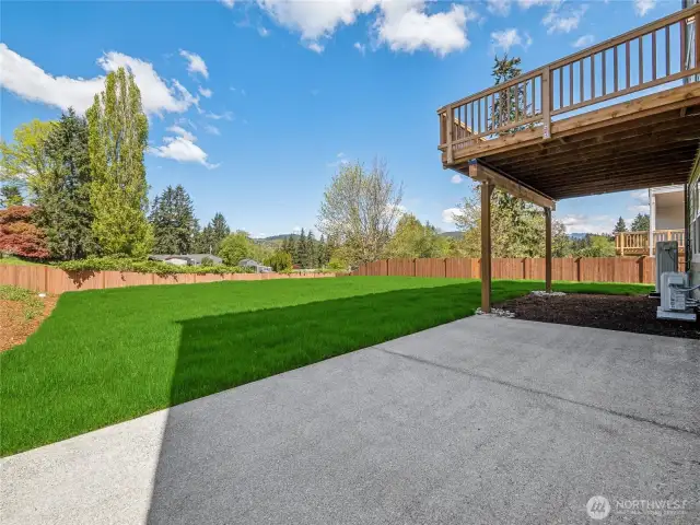 Photo is of actual backyard on sale.