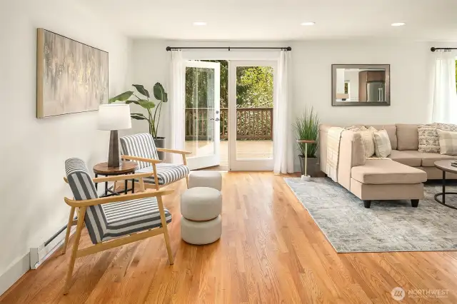 Welcoming view as you enter this light filled home.