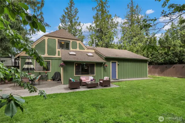Backyard + Patio – Fully fenced yard with spacious patio for BBQs, lounge seating, and room to play or garden.