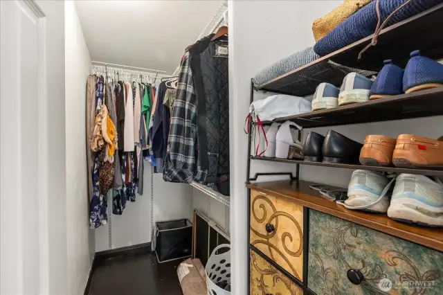 Walk-in closet in the primary