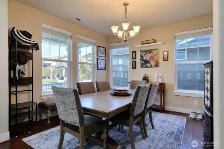 Formal Dining room with main hallway access to living room and kitchen or walk through the butlers hallway for direct kitchen access.