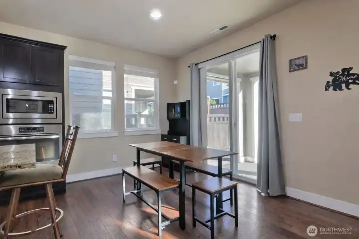 Plenty of space off the kitchen for a breakfast nook. Access to your fenced in backyard and covered patio.