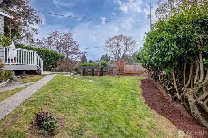 Expansive lawn and grounds for puppies, kids, or gardening