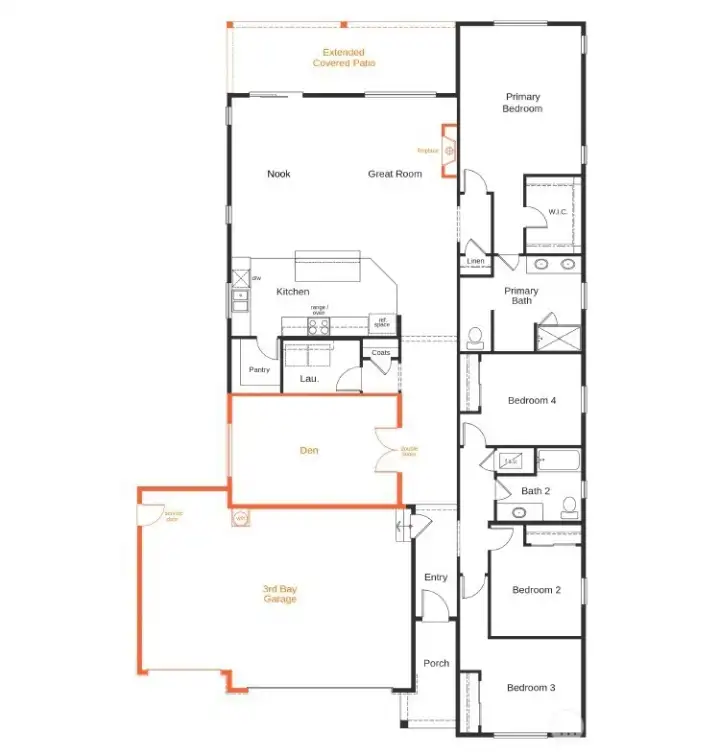 Floor Plan for 2410 Sq. Ft. Single Story Home