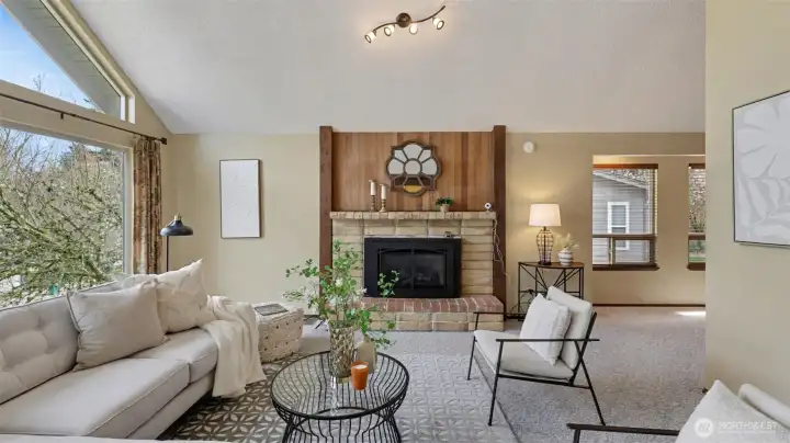 Classic NW vibes with gas fireplace.