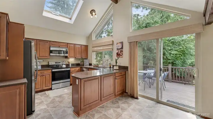 Rare vaulted kitchen you don’t often see in homes of this era.