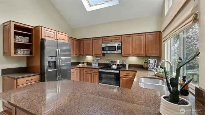 Higher-end appliances and a large pantry.