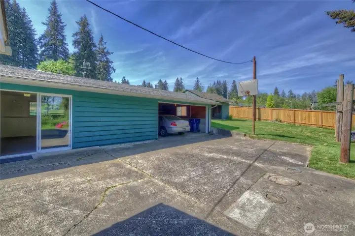 storage, extra finished room and covered parking