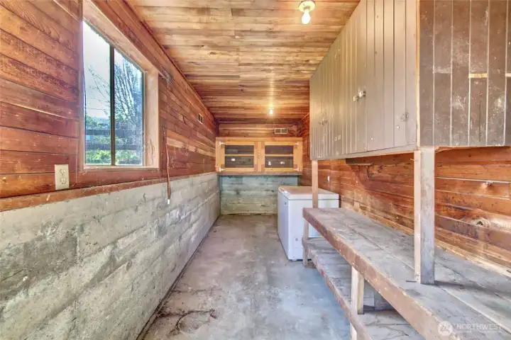 Attached storage room on the detached building